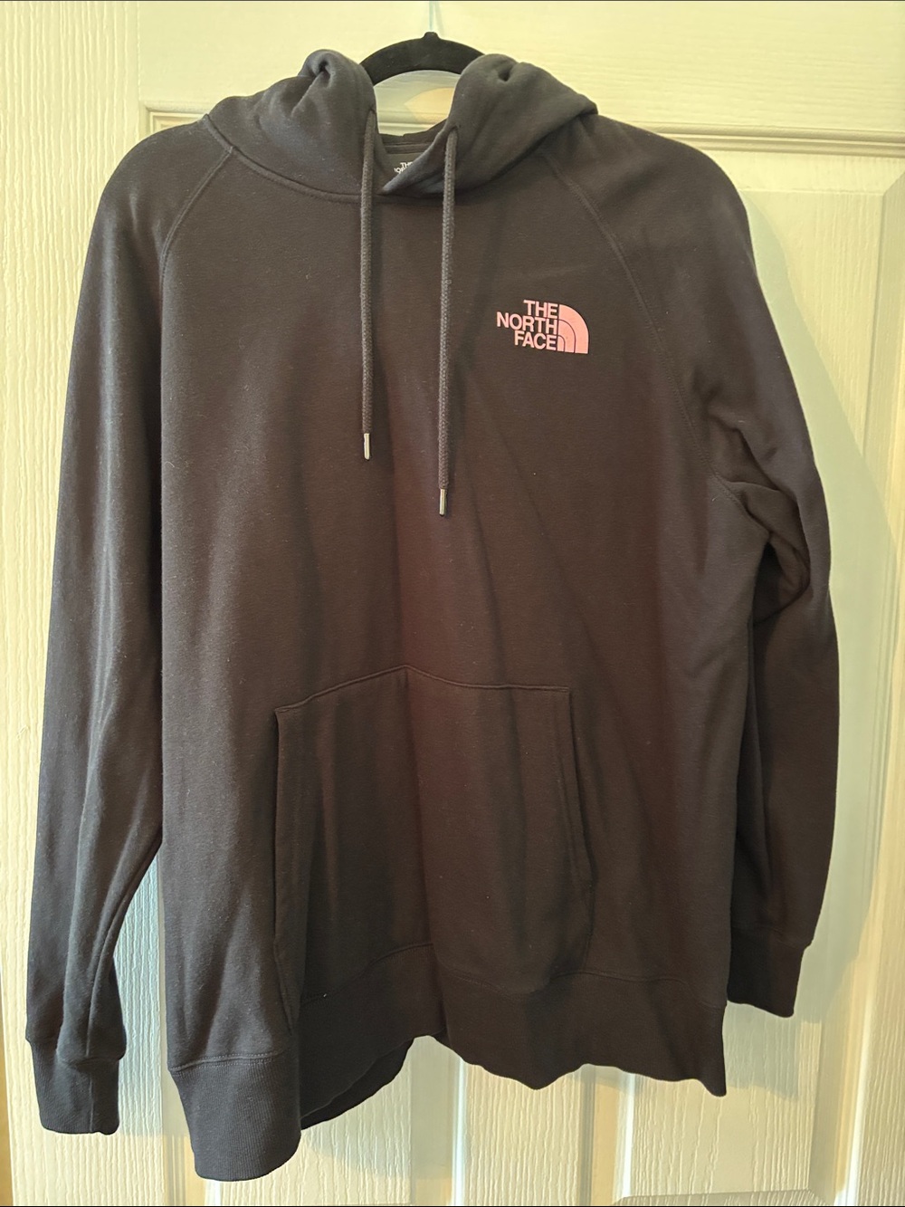 The North Face Black Hoodie with Pink Logo